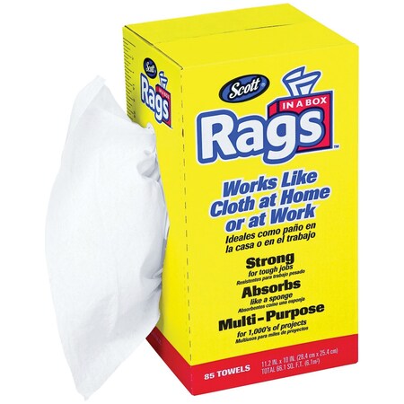 Kimberly-Clark 10.4" x 11" White Rags In A Box All-Purpose Cloth Rag, PK 85 75240
